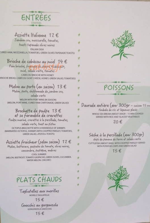 Café de l'Avenir — carte page 1