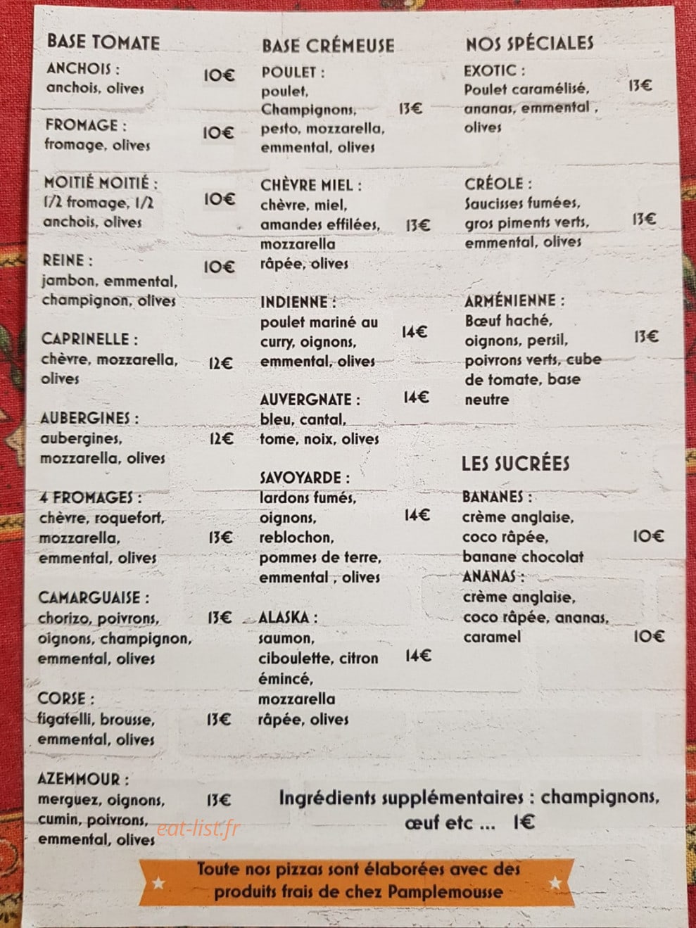 La casa de pizza — carte page 1