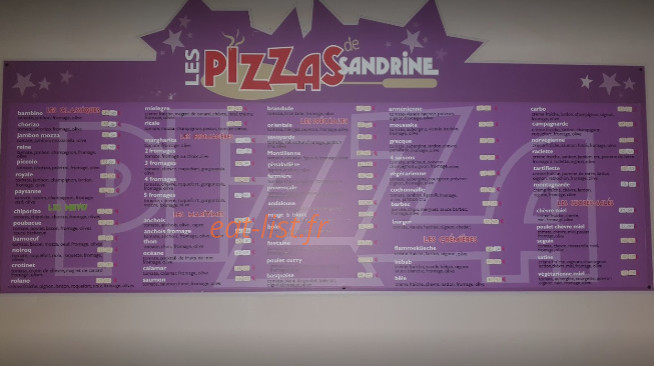 Les Pizzas de Sandrine — carte page 1