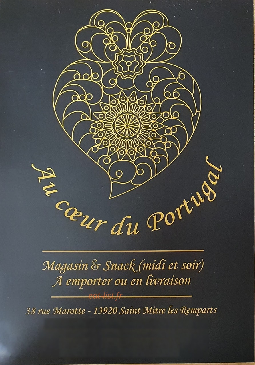 Carte et menu Au cœur du Portugal Saint Mitre les Remparts