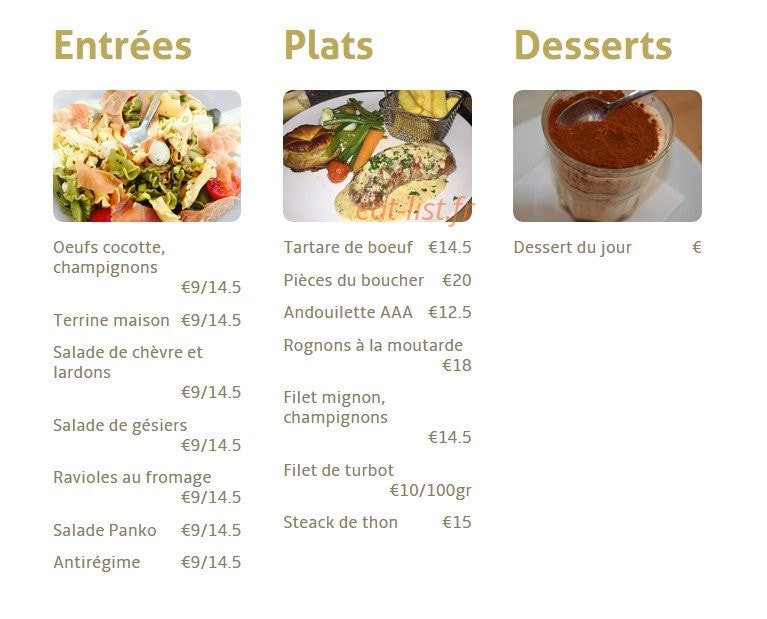Bistrot Chez Ju — carte page 1