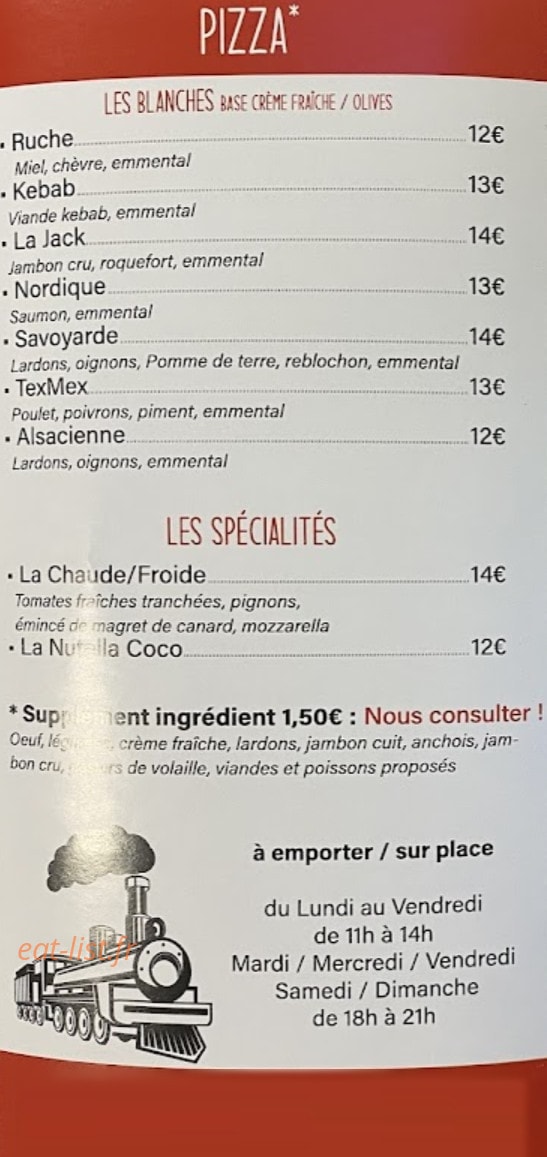 Gare à la Pizza — carte page 1