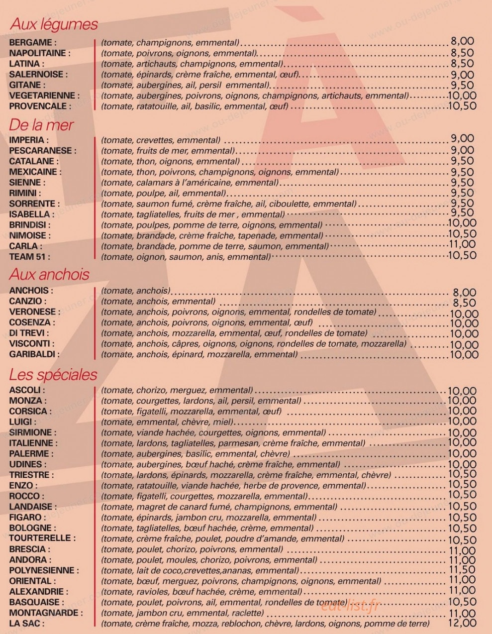 Le Pat' A Pizza — carte page 2