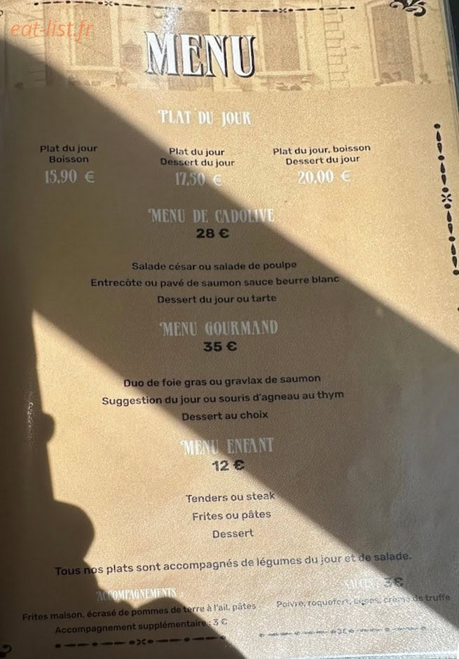 La Brasserie de Cadolive — carte page 2