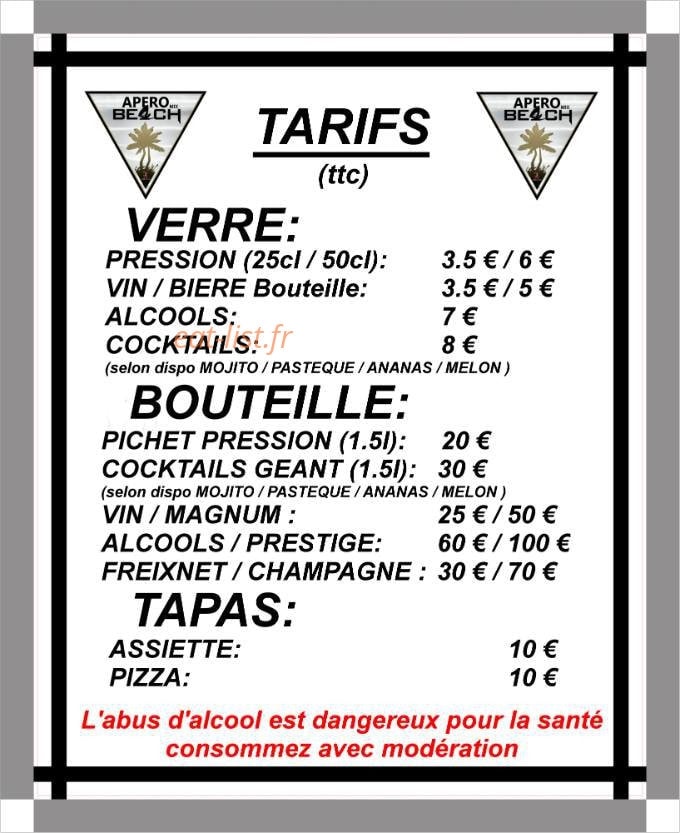 Apéro Mix Beach — carte page 1