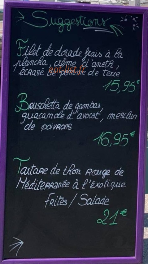 Carte et menu de L' Océan à Sausset les Pins — L'ardoise