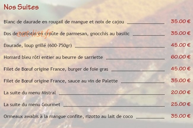 Restaurant Les Girelles — carte page 2