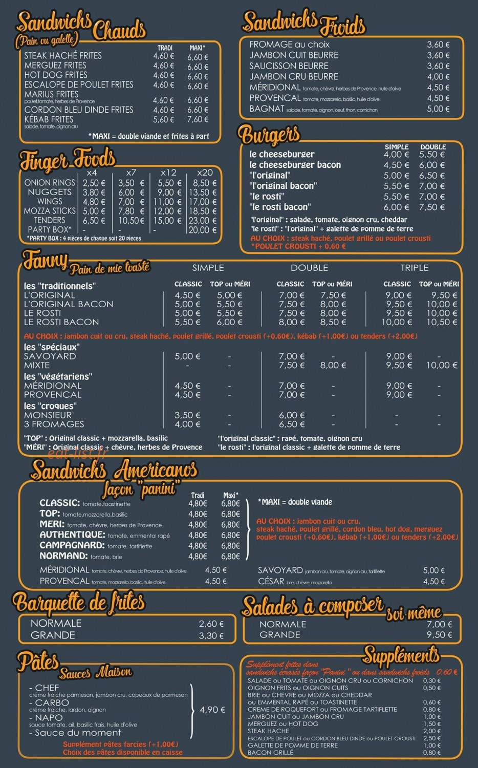 Snack chez Fanny — carte page 2