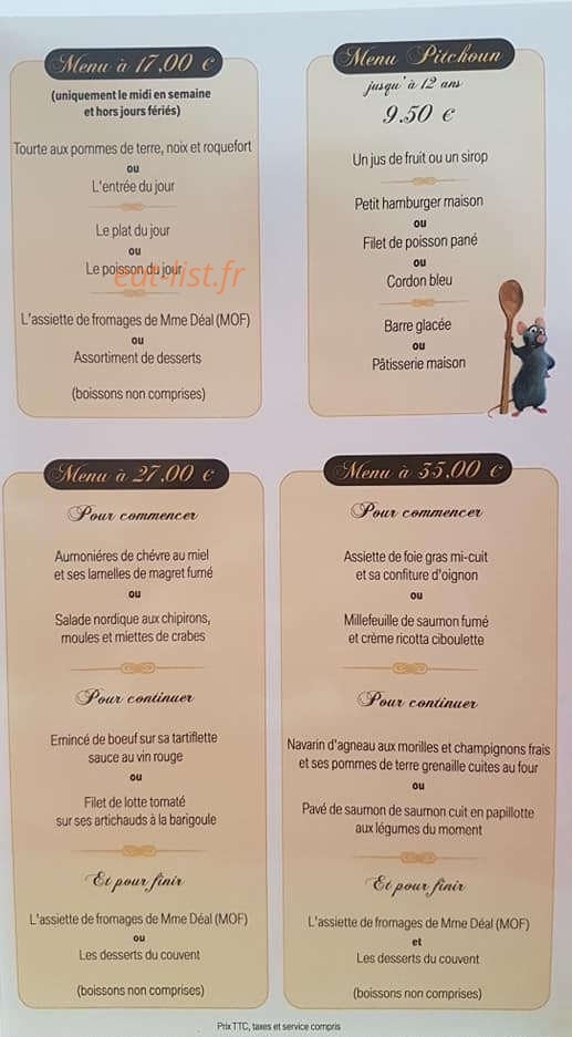 Au p'tit couvent — carte page 2