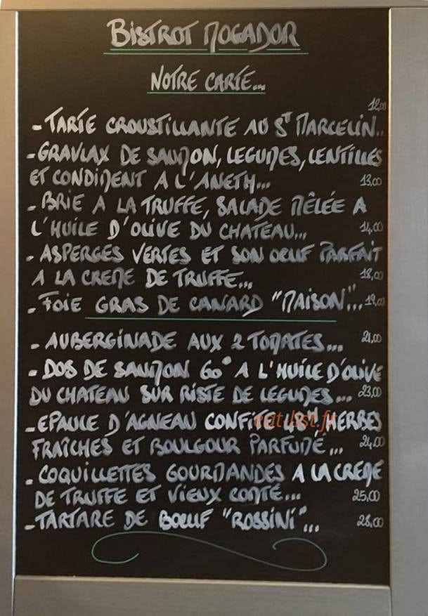 Bistrot de Mogador — carte page 1