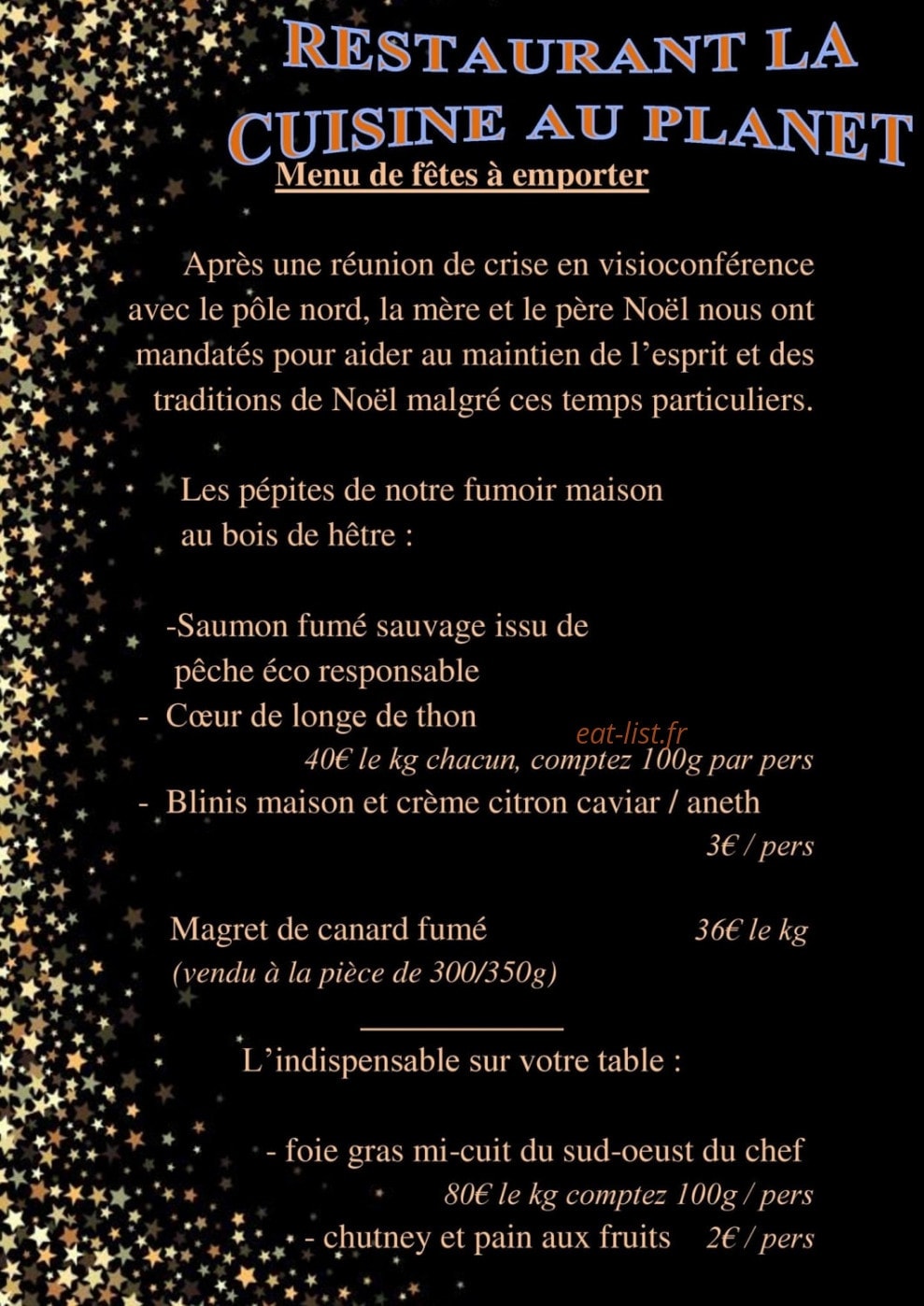 La cuisine au Planet — carte page 1