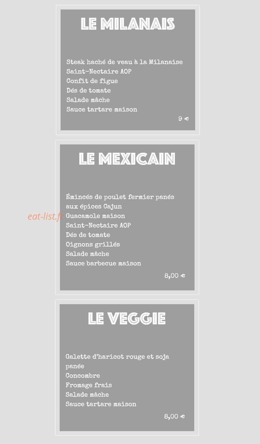 Atelier du Burger — carte page 2