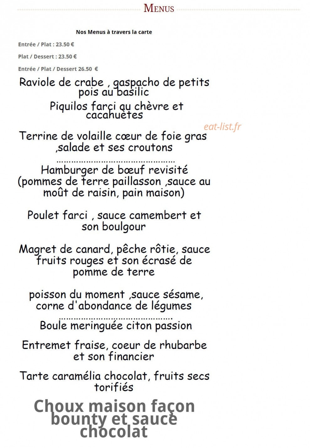 Au Temps Passé — carte page 2