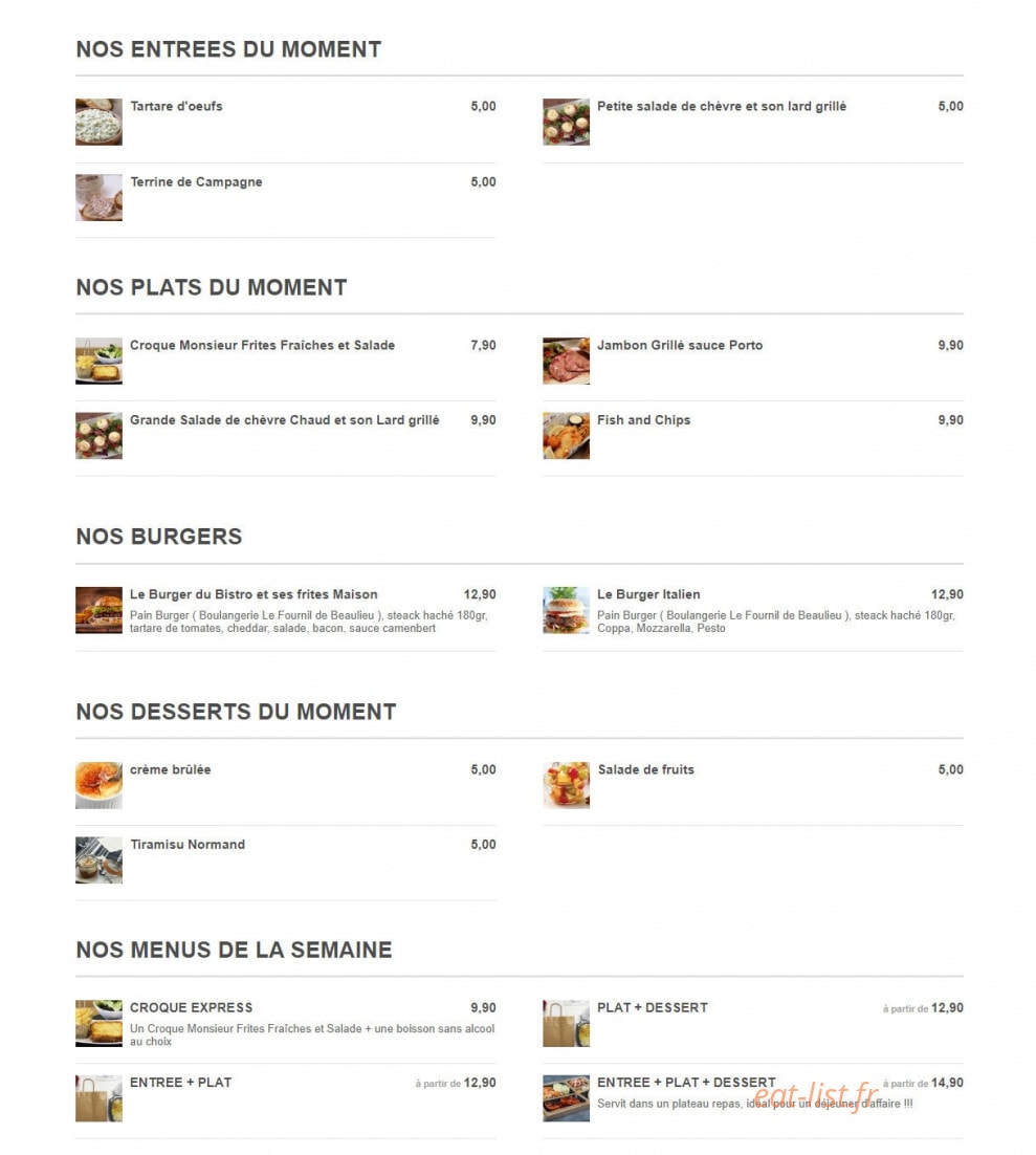 Bistro Malherbe — carte page 2