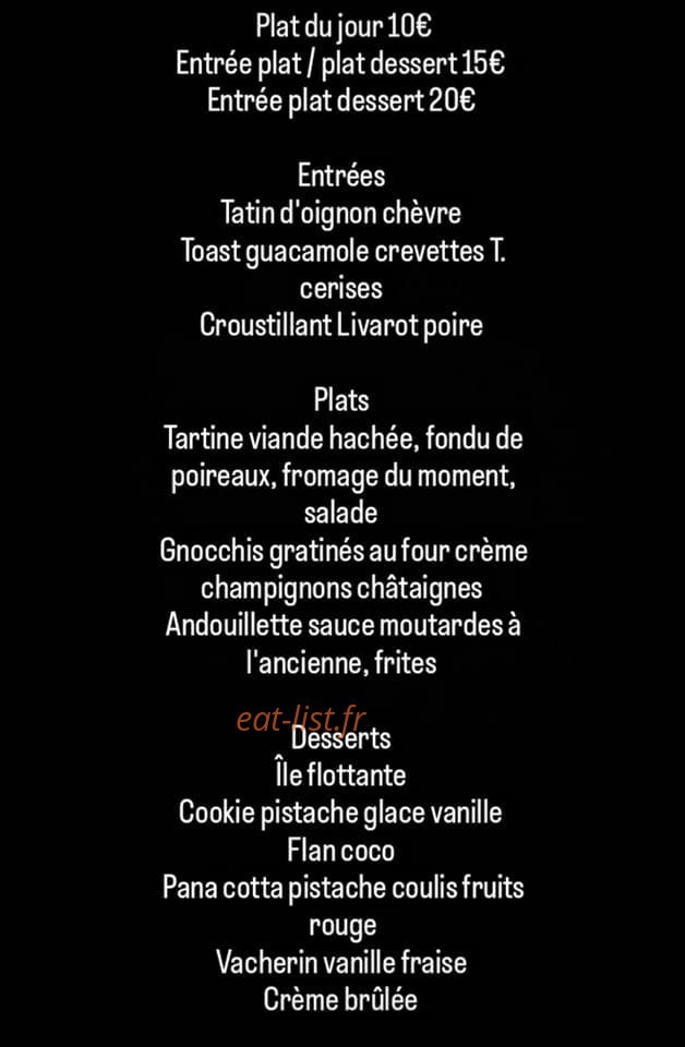 Bistrot L'échoppe — carte page 1