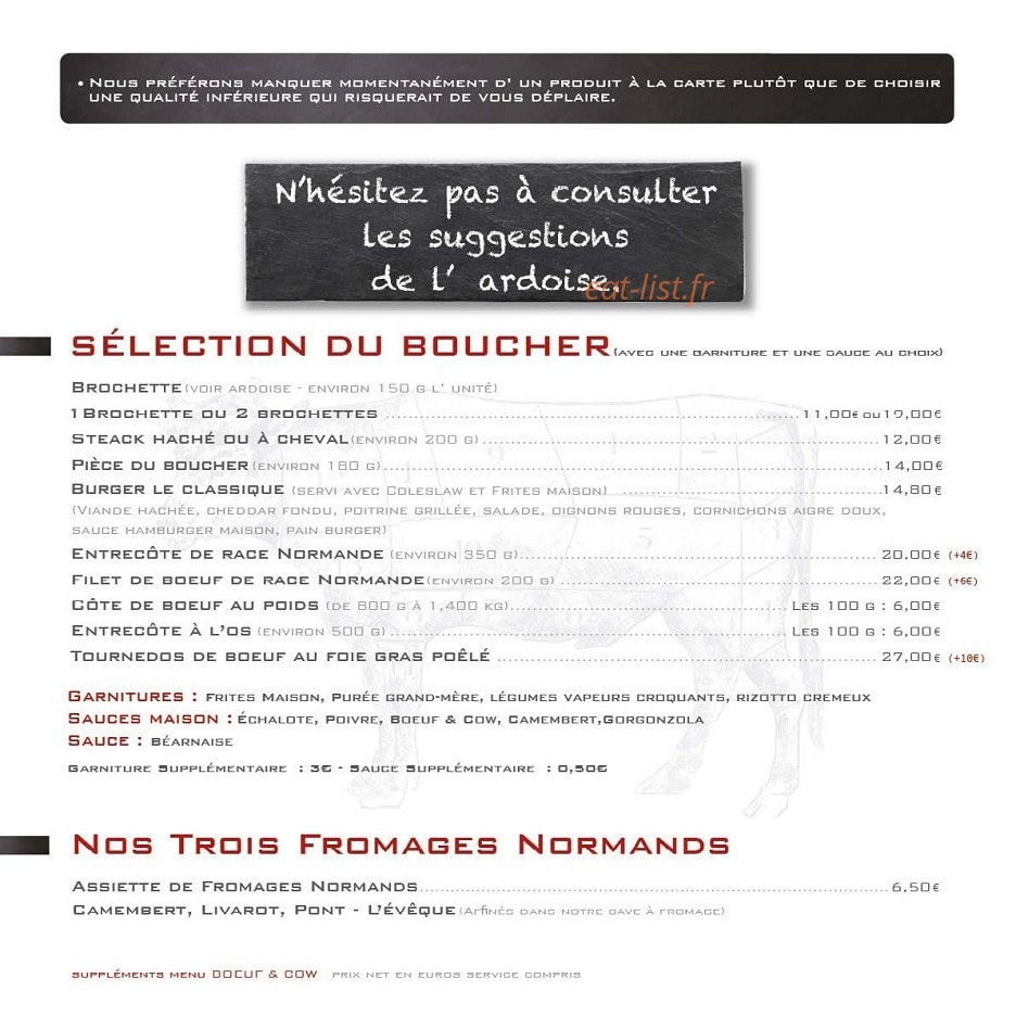 Boeuf & Cow — carte page 3