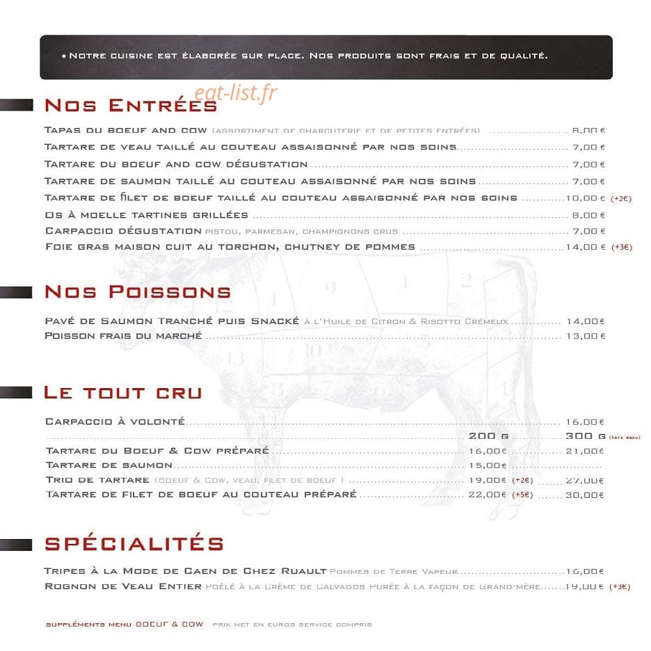 Boeuf & Cow — carte page 2