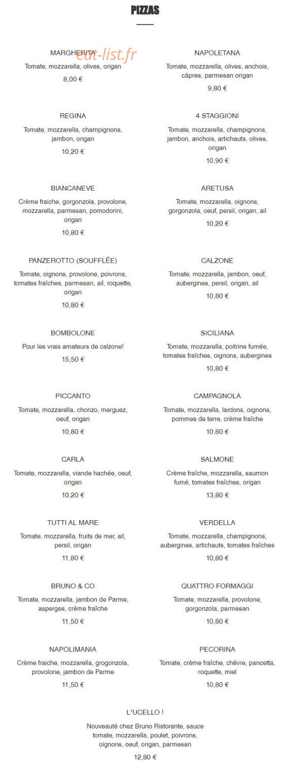 Bruno Ristorante — carte page 3