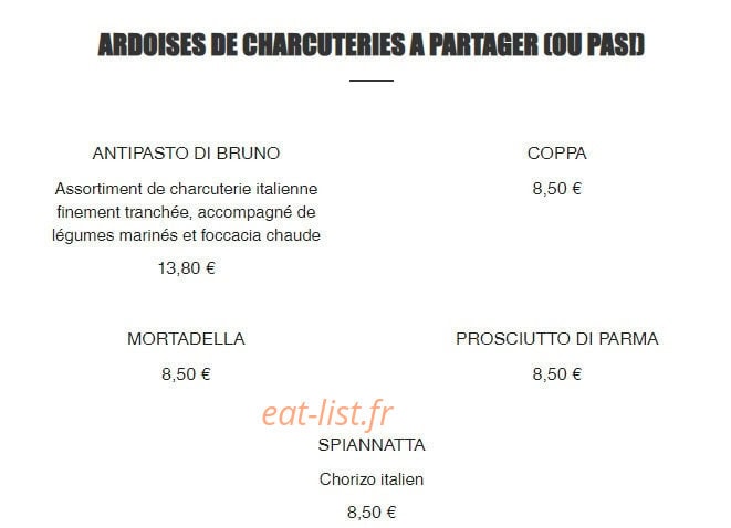 Bruno Ristorante — carte page 2