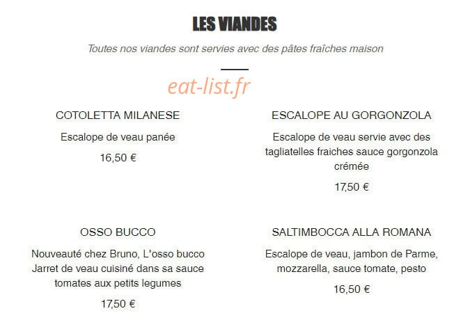 Bruno Ristorante — carte page 5