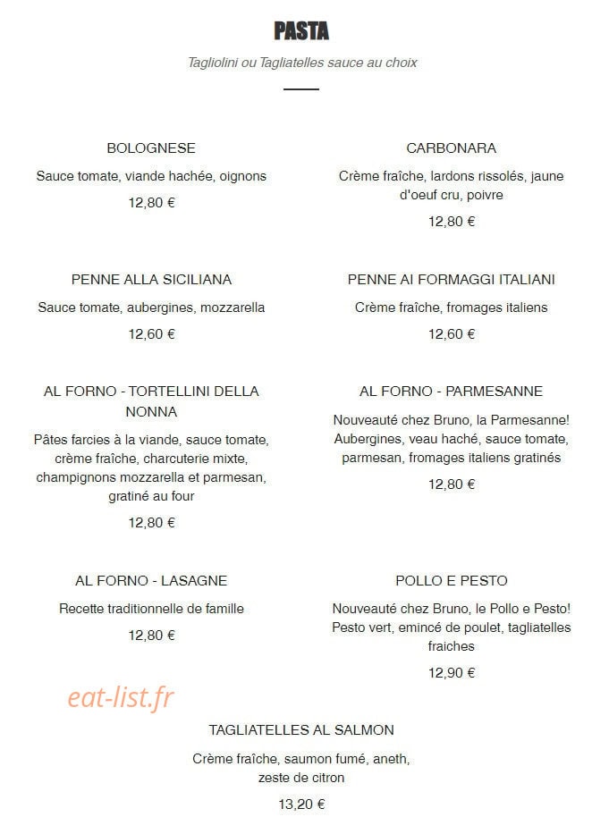 Bruno Ristorante — carte page 4