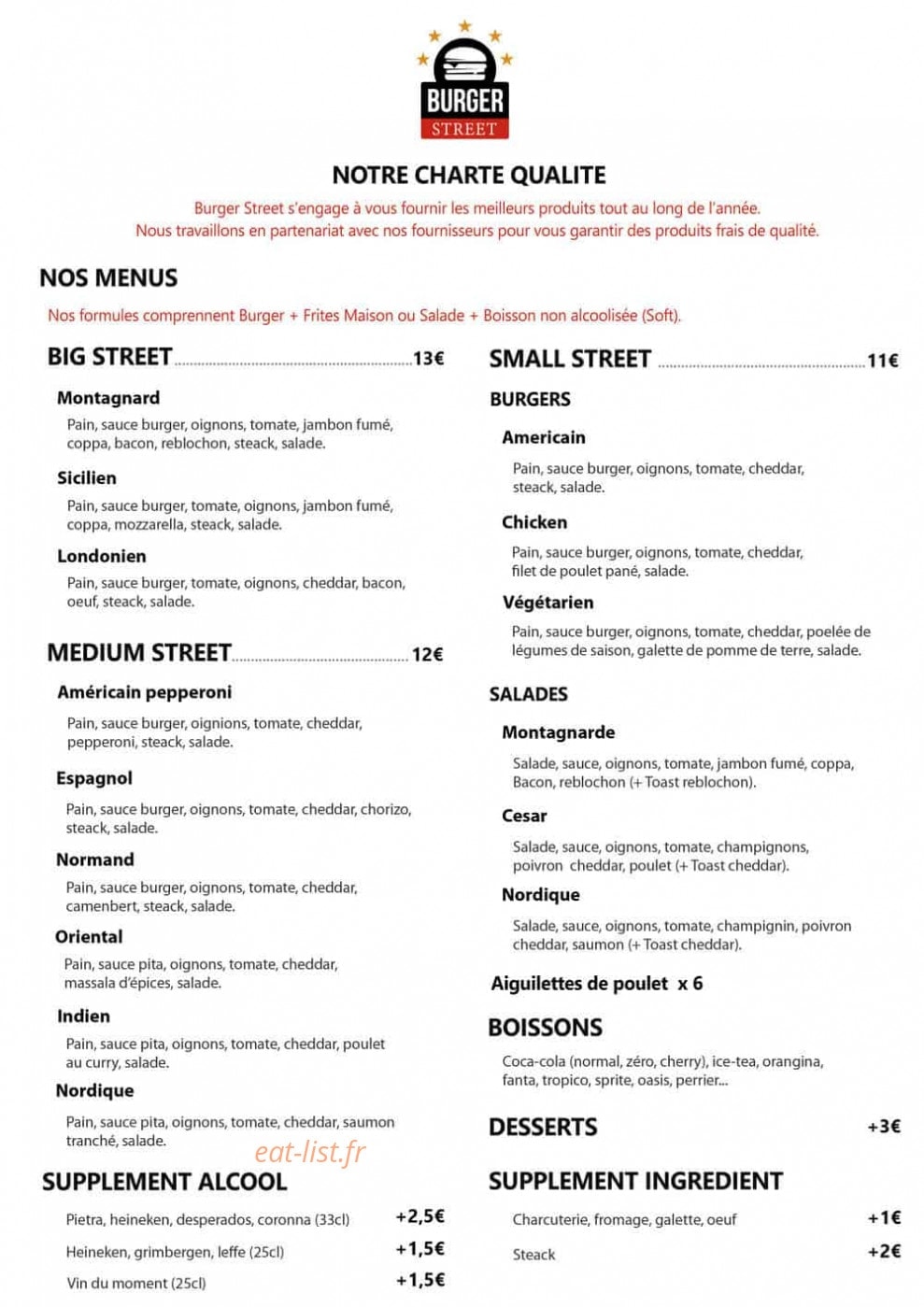 Burger Street — carte page 2