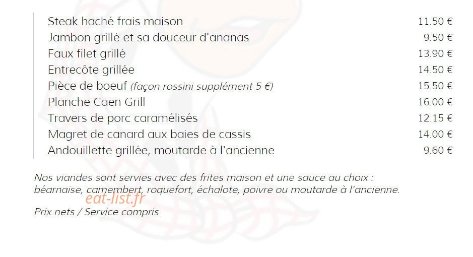 Caen Grill — carte page 6
