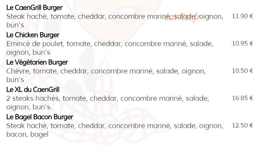 Caen Grill — carte page 7