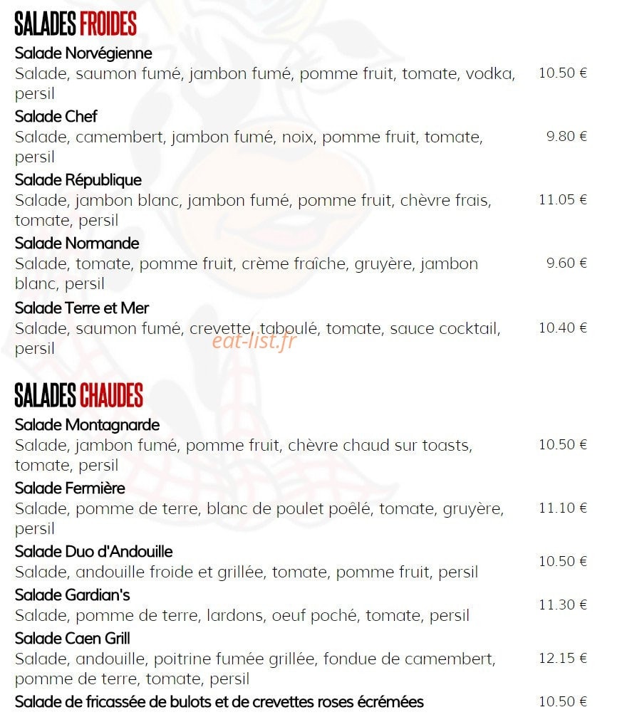Caen Grill — carte page 3
