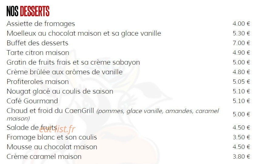Caen Grill — carte page 9
