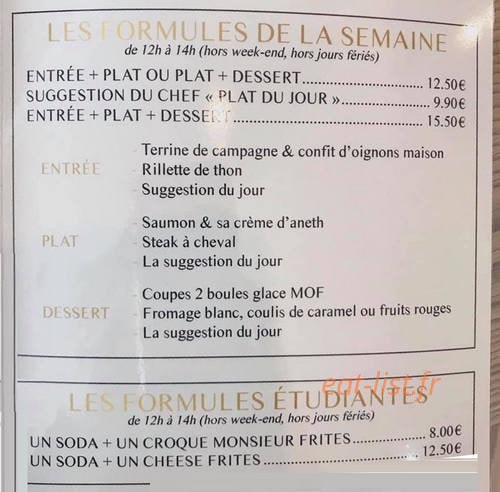 Café Henri — carte page 1