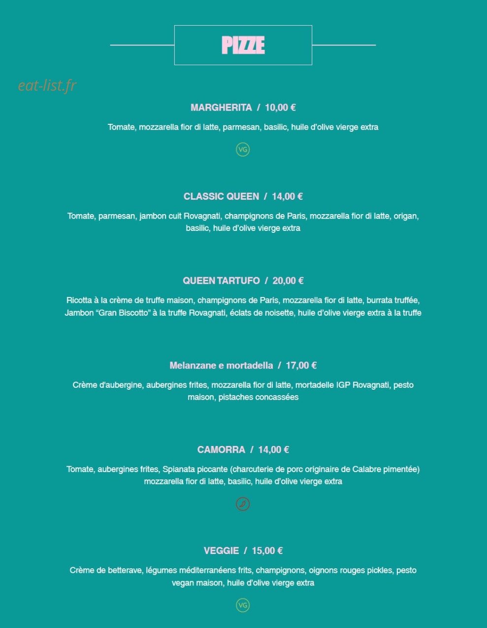 Canaglia Pizzeria — carte page 4
