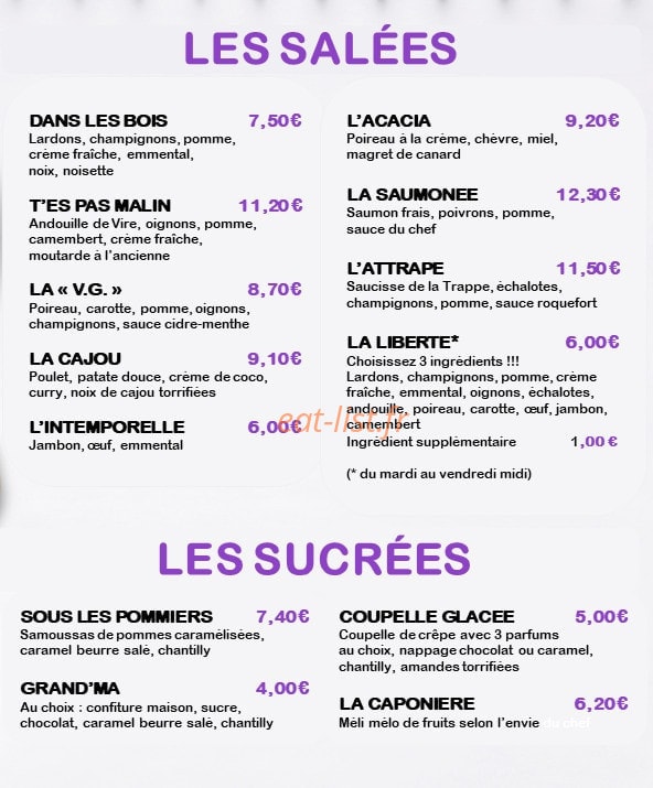 Chez Mimi — carte page 1