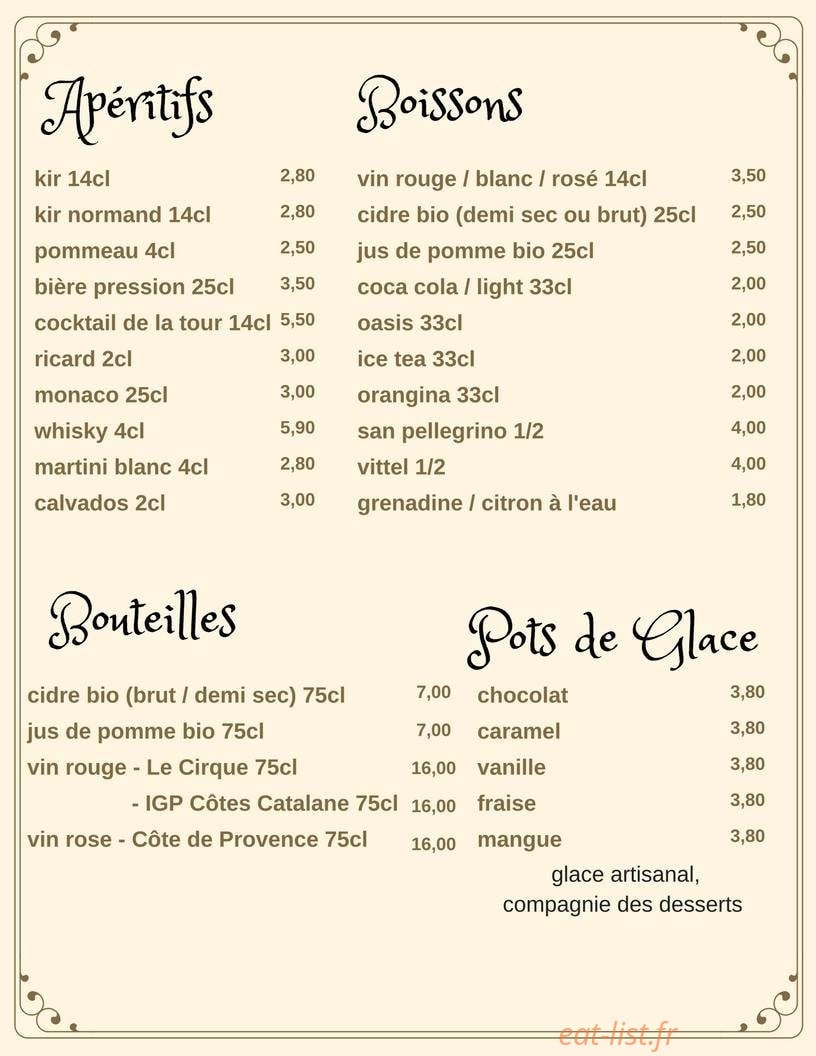 Crêperie de la tour — carte page 2