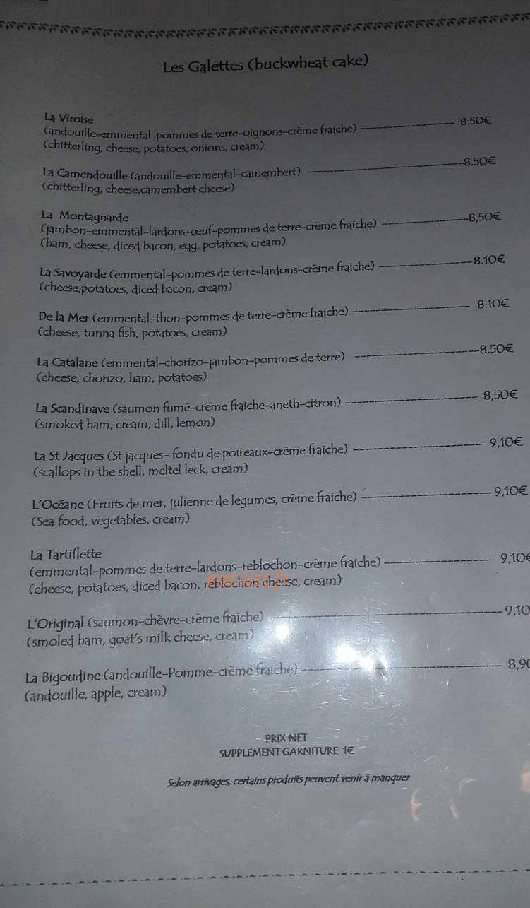 Crêperie Le Moulin — carte page 2