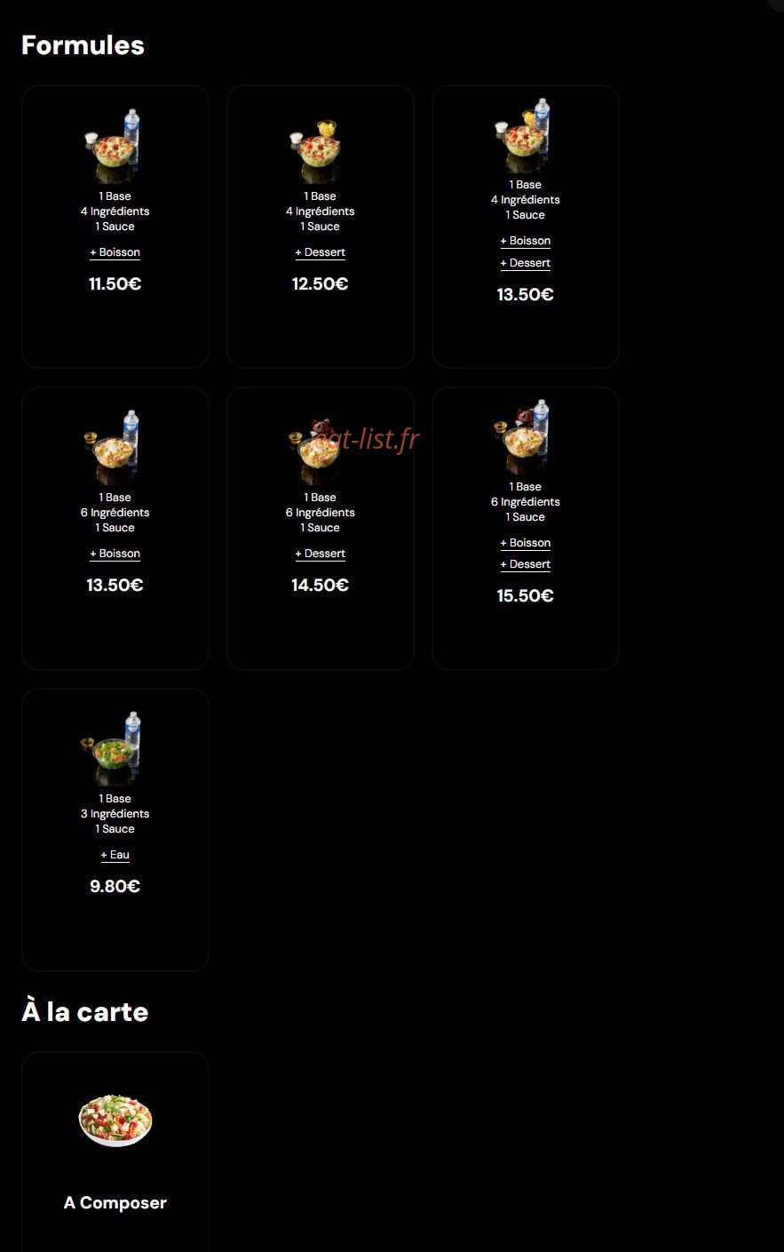 Eat Salad — carte page 1