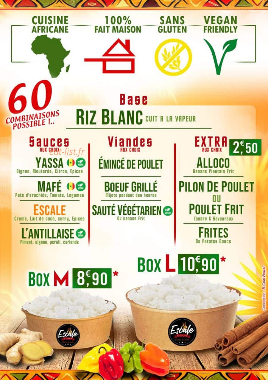 Escale Food — carte page 1