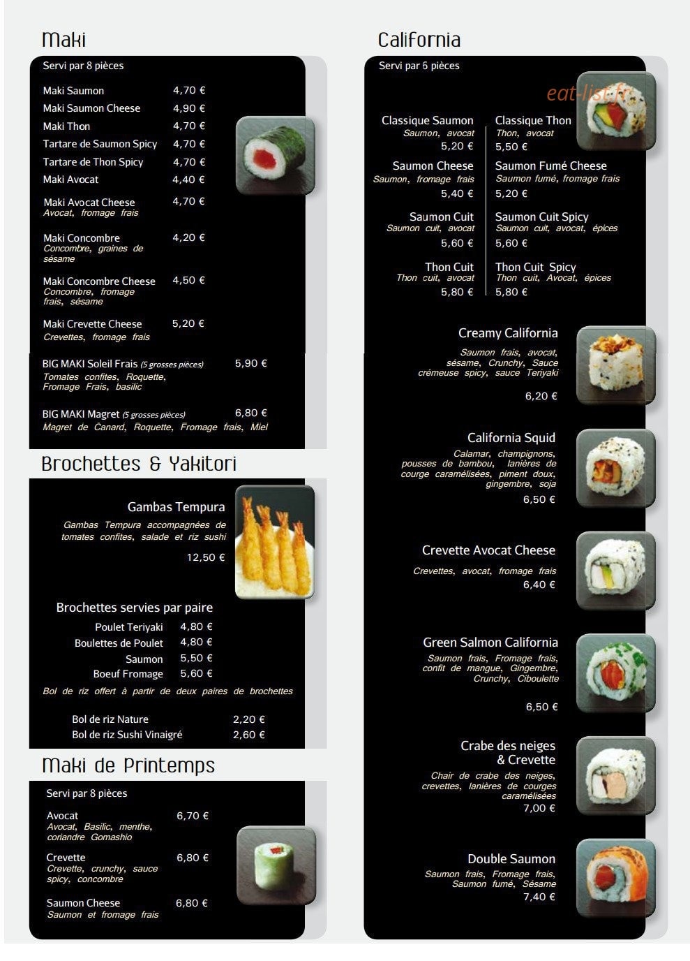 Fleur De Sushi — carte page 3