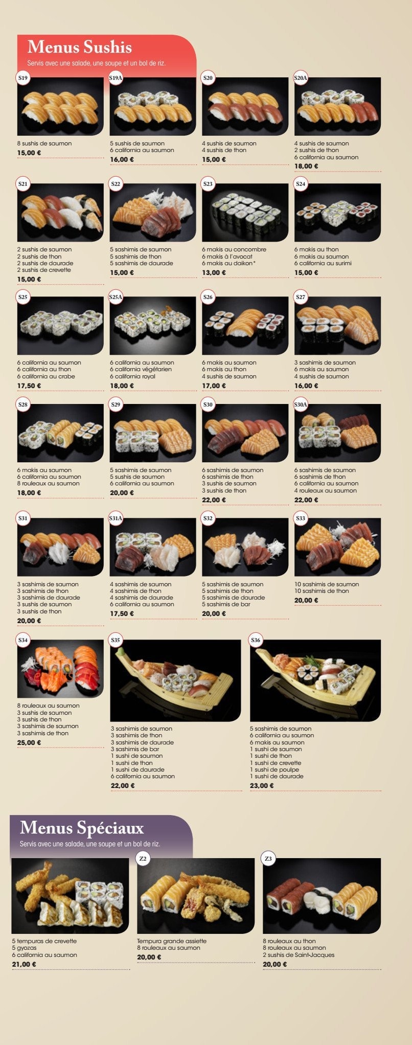 Fujiya Sushi — carte page 3