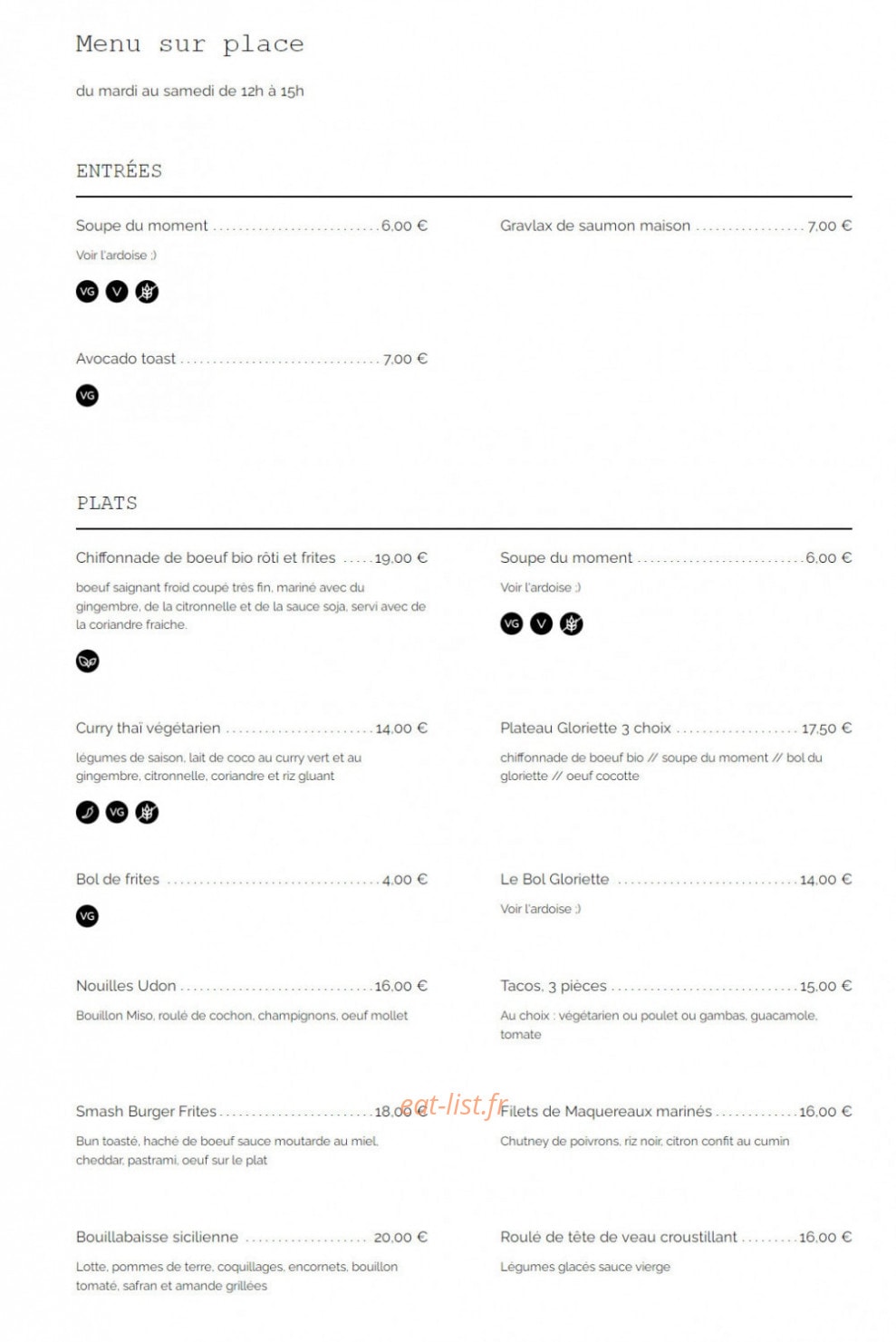 Gloriette — carte page 1