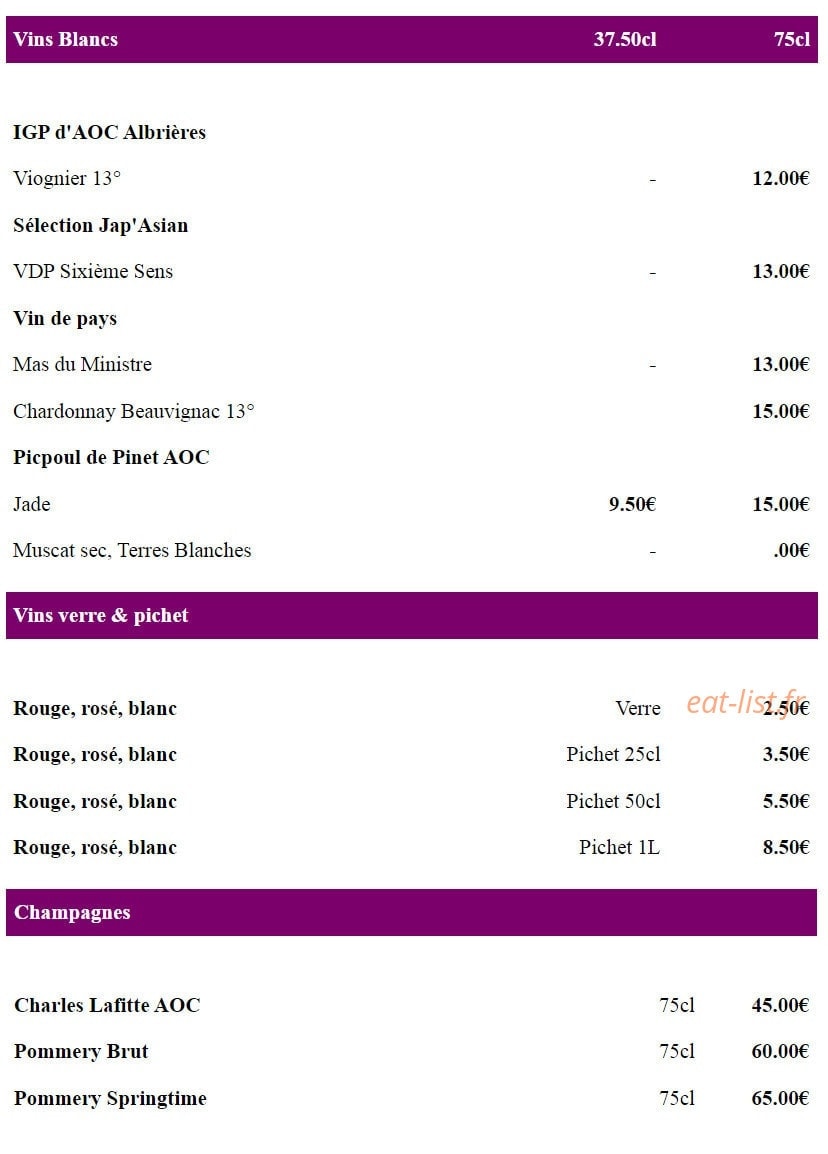 Jap'Asian — carte page 10