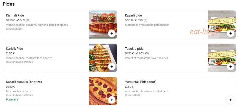 Carte et menu de Jean vilar pizzeria grille kebap à Caen — Les pides