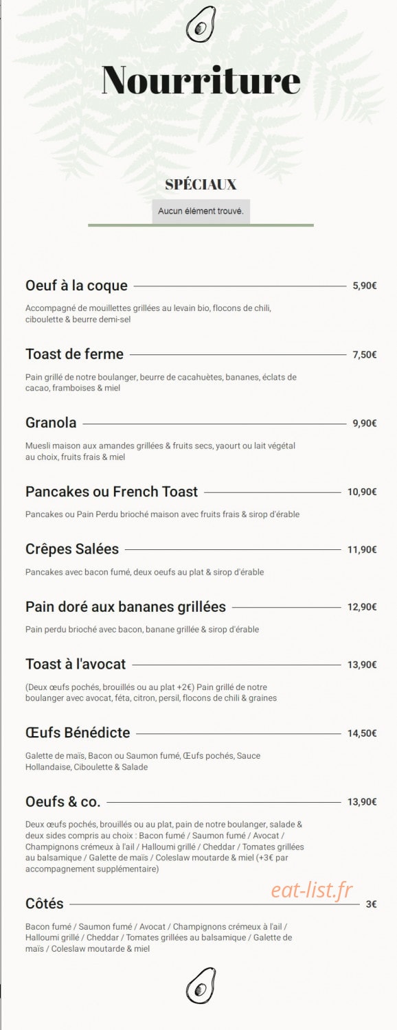 Keys Coffee House — carte page 1