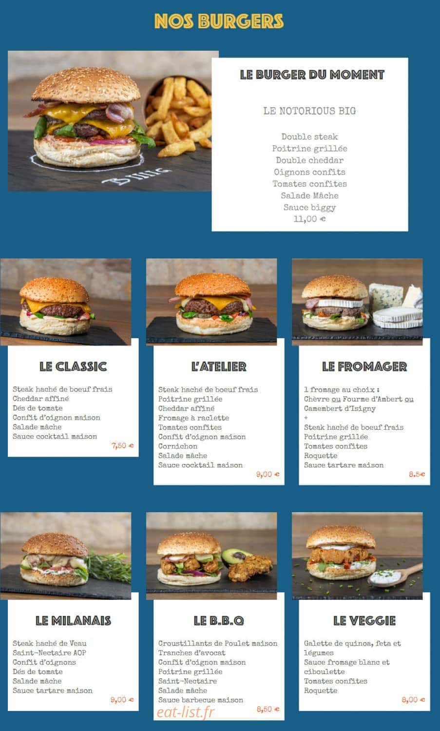 L'atelier du Burger — carte page 1