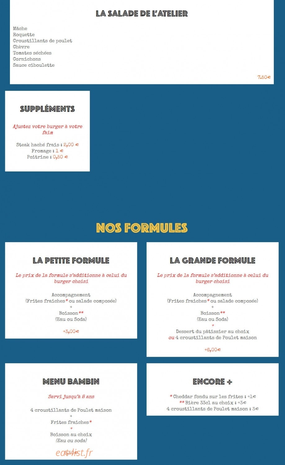L'atelier du Burger — carte page 2