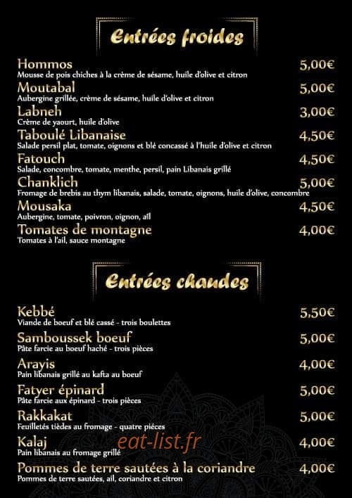 La Perle du Liban — carte page 1
