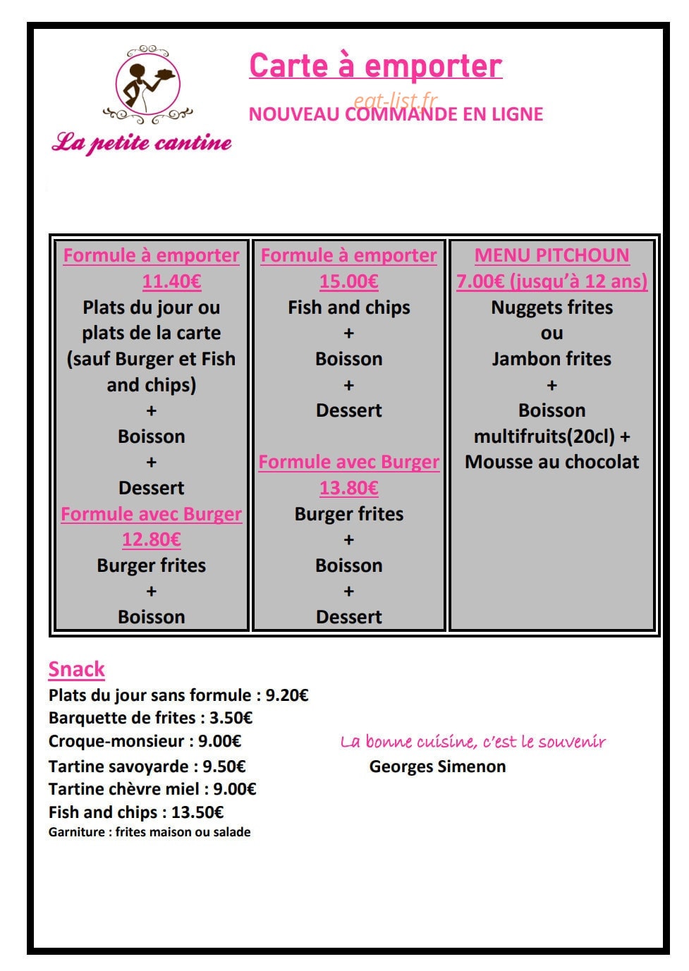 La petite cantine — carte page 2