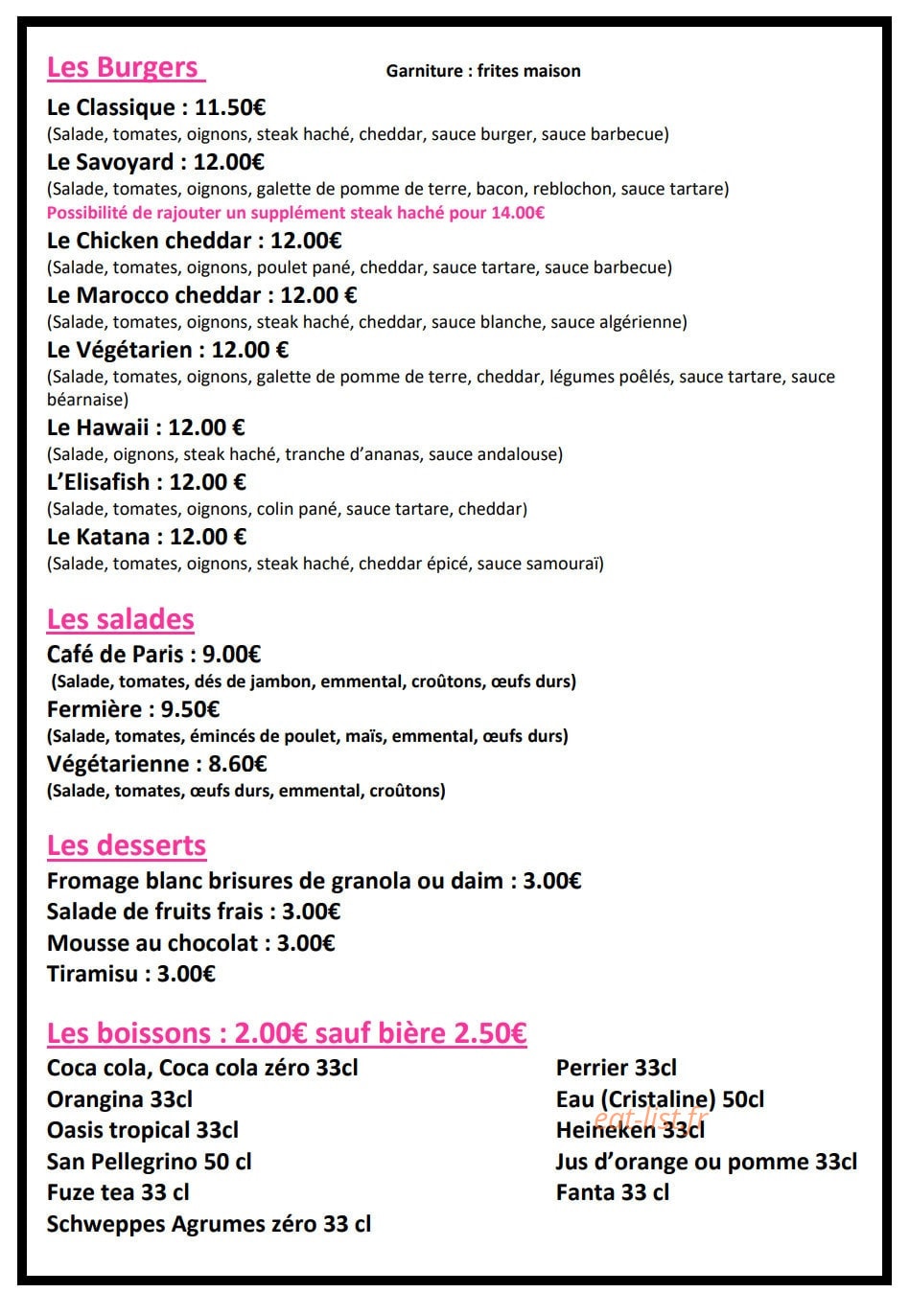La petite cantine — carte page 1