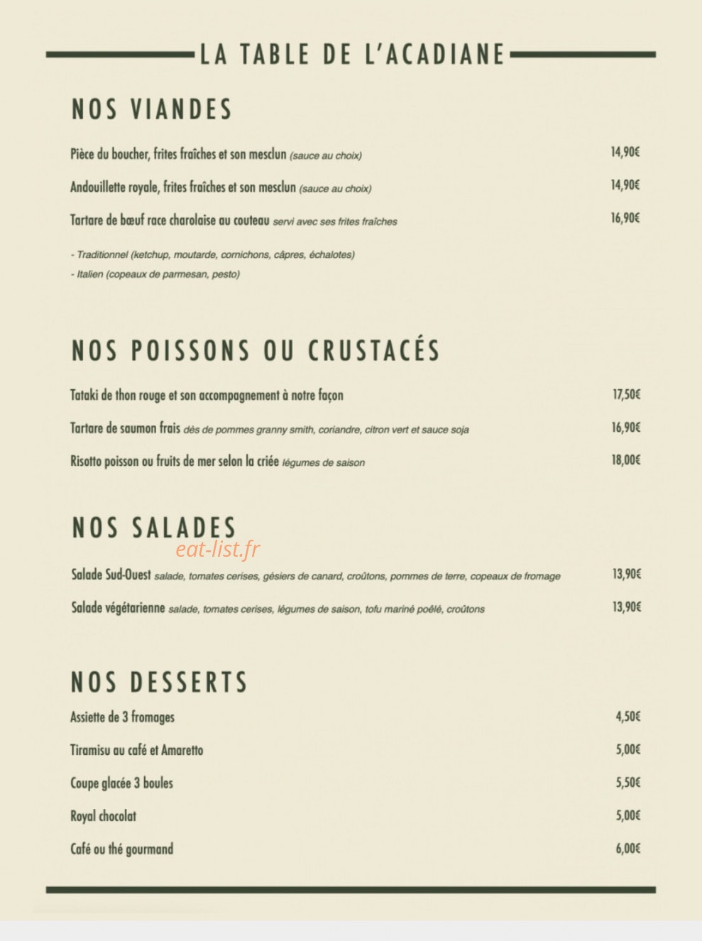 La Table de l'Acadiane — carte page 3