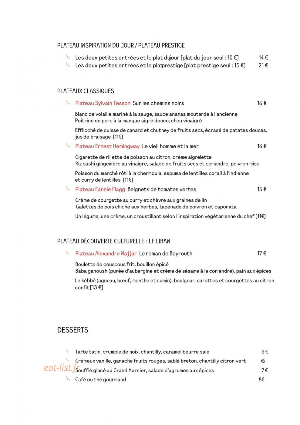 La Table des Matières — carte page 1